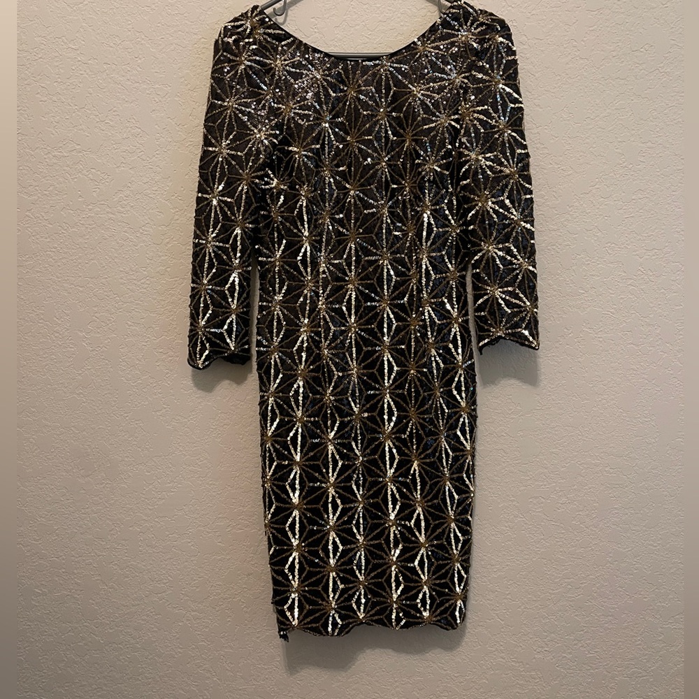 Gianni Bini Black Gold Sequin Dress